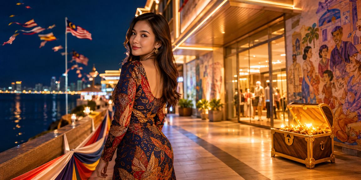 318i casino player in Penang claiming a bonus in batik attire