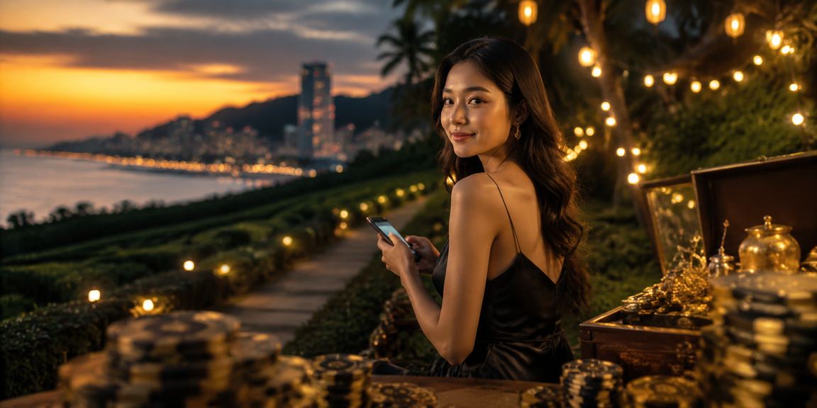 A 318i player in Penang playing casino table games on their mobile phone